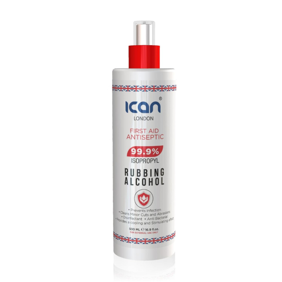 Ican London Isopropyl Rubbing Alcohol 99.9% First Aid Antiseptic 500Ml Spray