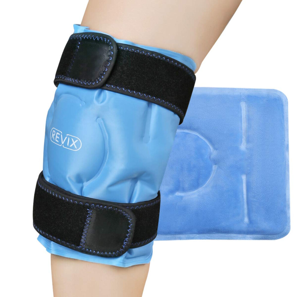 Revix Ice Pack For Knee Pain Relief, Reusable Gel Ice Wrap For Leg Injuries, Swelling, Knee Replacement Surgery, Cold Compress Therapy For Arthritis,