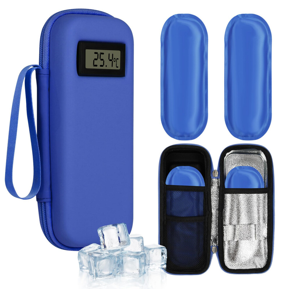 Fefod Insulin Cooler Travel Case With Temperature Display, Tsa Approved Refrigerated Medicine Cooler For Travel, Insulin Pen Case With 2 Reusable Ice