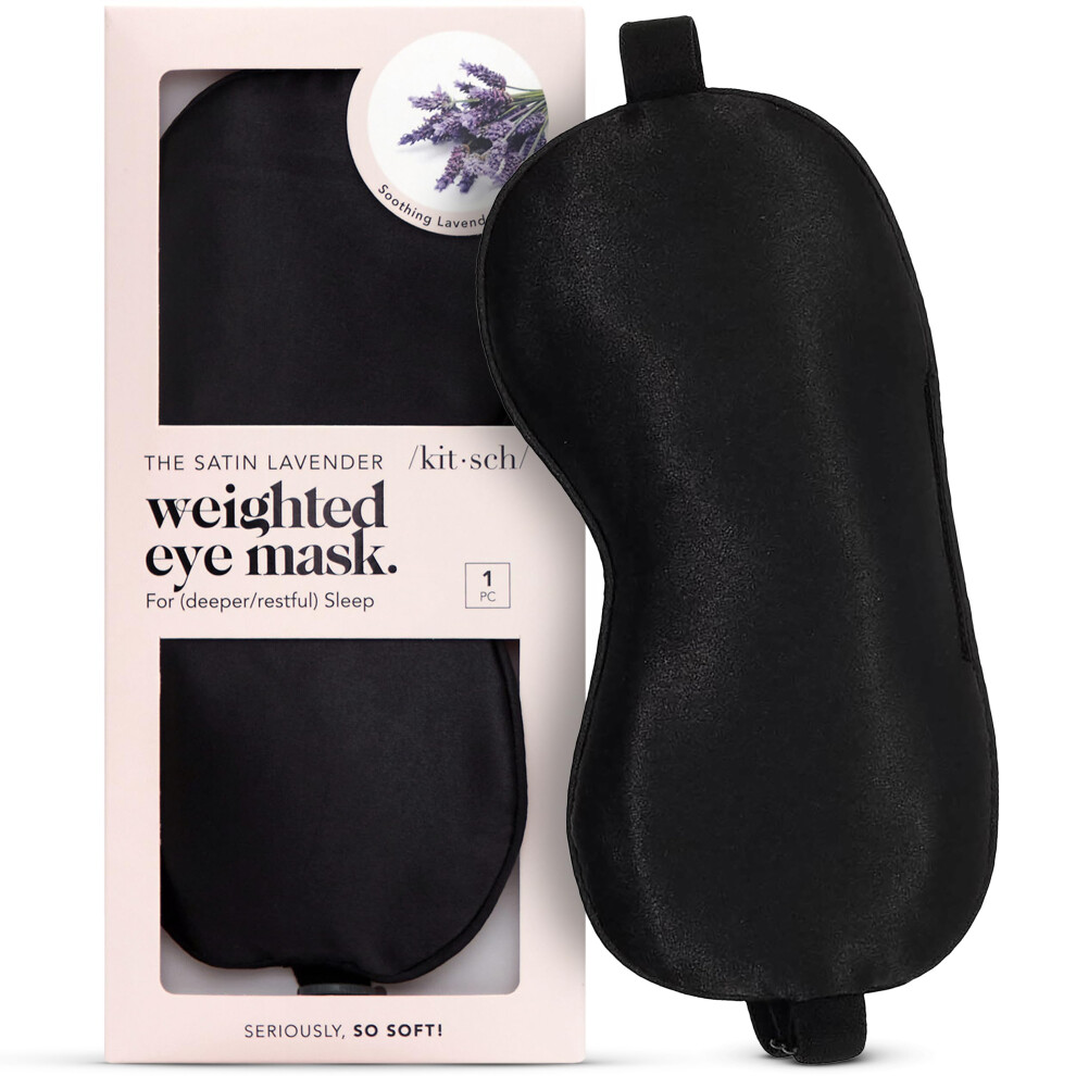 Kitsch Lavender/Light Weighted Satin Sleep Mask - Weighted Eye Masks For Sleep And Travel - Ultra-Soft Sleeping Eye Mask For Women And Men - Blocking