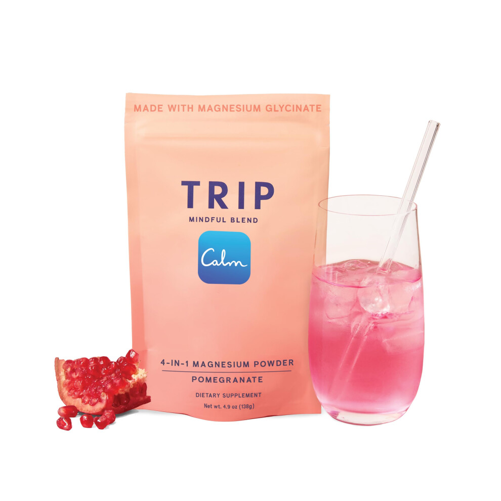 Trip Orange Magnesium Glycinate Powder - 7,500Mg Magnesium Per Pack With L-Theanine & LionâS Mane, Delicious Pomegranate Blossom Flavour, Sugar Free