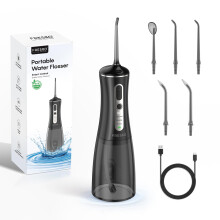 FRESKO Water Flosser Cordless for Teeth, 300ML Oral Irrigator with 4 Modes, 2600mAh Battery, IPX7 Waterproof, Tongue Cleaner & 4 Tips for Braces and