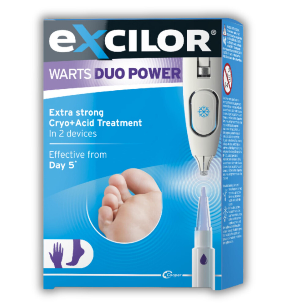Excilor Duo Power Wart & Verruca Treatment, Extra Strong Dual Action Wart Remover, Combines Cryotherapy & Acid Treatment, Effective From Day 5, Clini