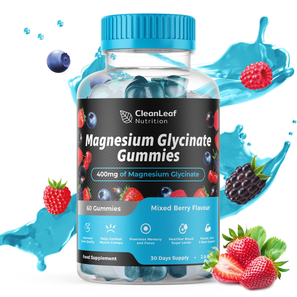 Hillten Health Magnesium Glycinate Gummies - 400Mg High Absorption Formula For Sleep, Stress Relief & Muscle Health - Mixed Berry Flavor, Non-Gmo, 30-Day Supply For