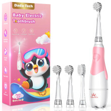 Baby Toothbrush Electric Toddler Toothbrush 0-2-3 Years Old Kids Electric Tooth Brush with LED Light 2 Minutes Timer Battery Operated Sonic Technolog