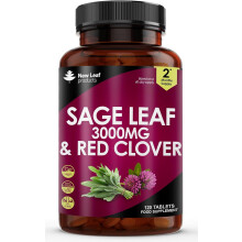 Sage Leaf & Red Clover Tablets for Menopause - 3000mg High Strength Perimenopaus