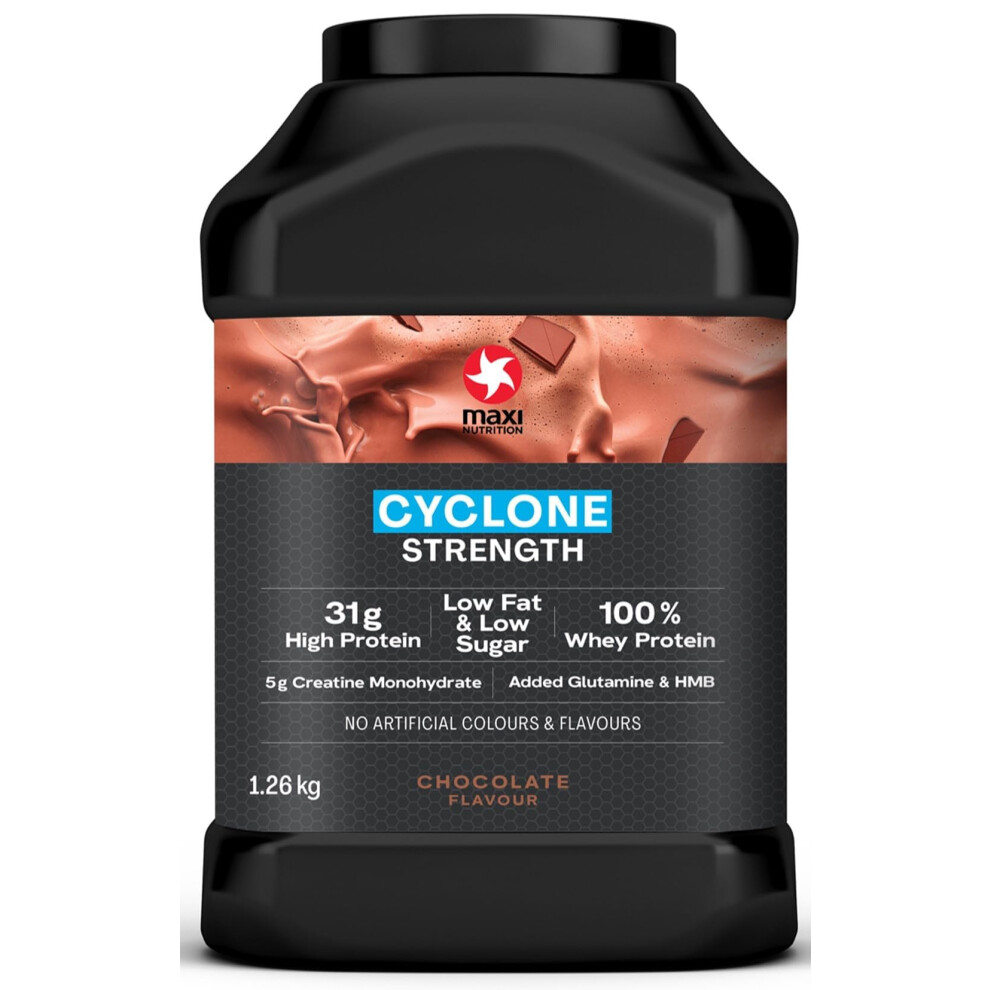Maxinutrition - Cyclone, Chocolate - Premium Whey Protein Powder With Added Creatine Â Low In Sugar And Fat, Vegetarian-Friendly - 31G Protein, 1.26