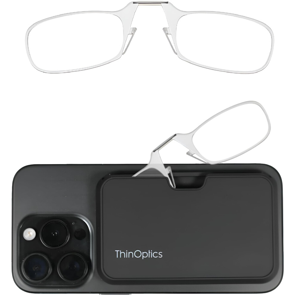 Thinoptics Reading Glasses 2.50 Clear Frames With Universal Pod Compact Case - Ultra-Light Foldable Rectangular Glasses - Clip-On Nose