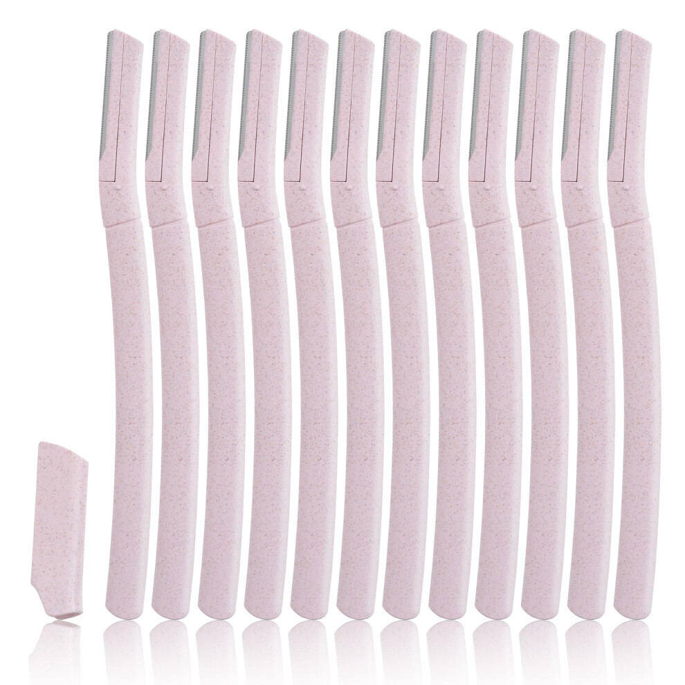 Lanjue Peach 12 Pcs Dermaplaning Blades For Face, Face Razors For Women And Men, Hair Shaver Tool For Eyebrow, Facial Fuzz, Body Fine Hair, Dead Skin