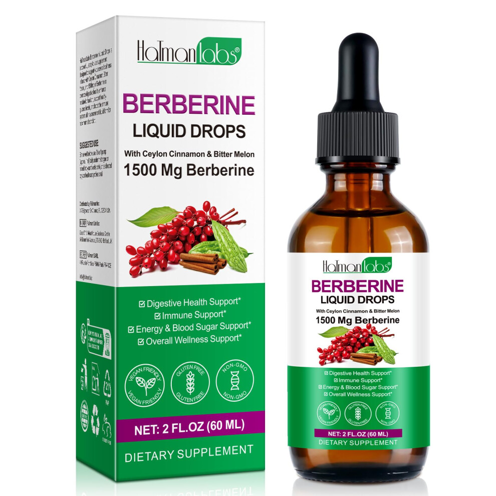 Jollifish Berberine Liquid Drops, Berberine Supplement Support Energy, Gut