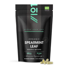 Organic Spearmint Leaf 500mg – 90 Vegan Capsules – High Strength Mentha Spicata Supplement – Resealable and Recyclable Pouch by Alpha01