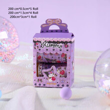 (Kuromi)10 rollos Sanrio Kuromi Cinnamoroll Washi cinta adhesiva bronceadora hágalo usted mismo álbumes de recortes