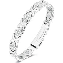 Jeracol 99% Copper Bracelet for Women,Magnetic Bracelet for Women with Lucky Clover Design,Adjustable Length with Sizing Tool in Gift Box(Silver)