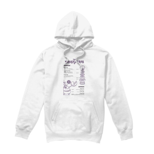 SpongeBob SquarePants (M, White) SpongeBob SquarePants Mens Krusty Krab Menu Hoodie