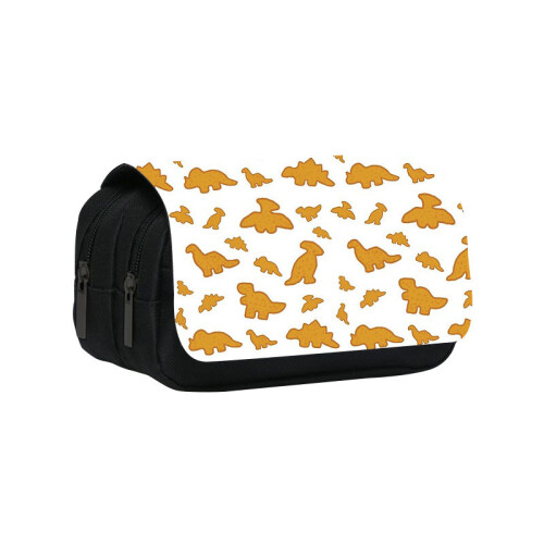 (Style3) Cute Dinosaur Shaped Chicken Block Print Student Double Bag Layer Storage