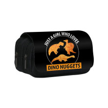 (Style5) Cute Dinosaur Shaped Chicken Block Print Student Double Bag Layer Storage