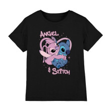 (7-8 Years, Black) Lilo & Stitch Childrens/Kids Stitch & Angel Airbrush T-Shirt