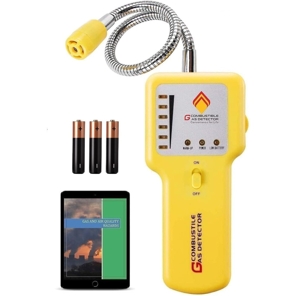 Gas Leak Detector - Portable Natural Gas Sniffer For Propane, Methane, Lpg, Lng, Fuel & Sewer Gas - Combustible Gas Detector With 12" Flexible Probe F 761856503151