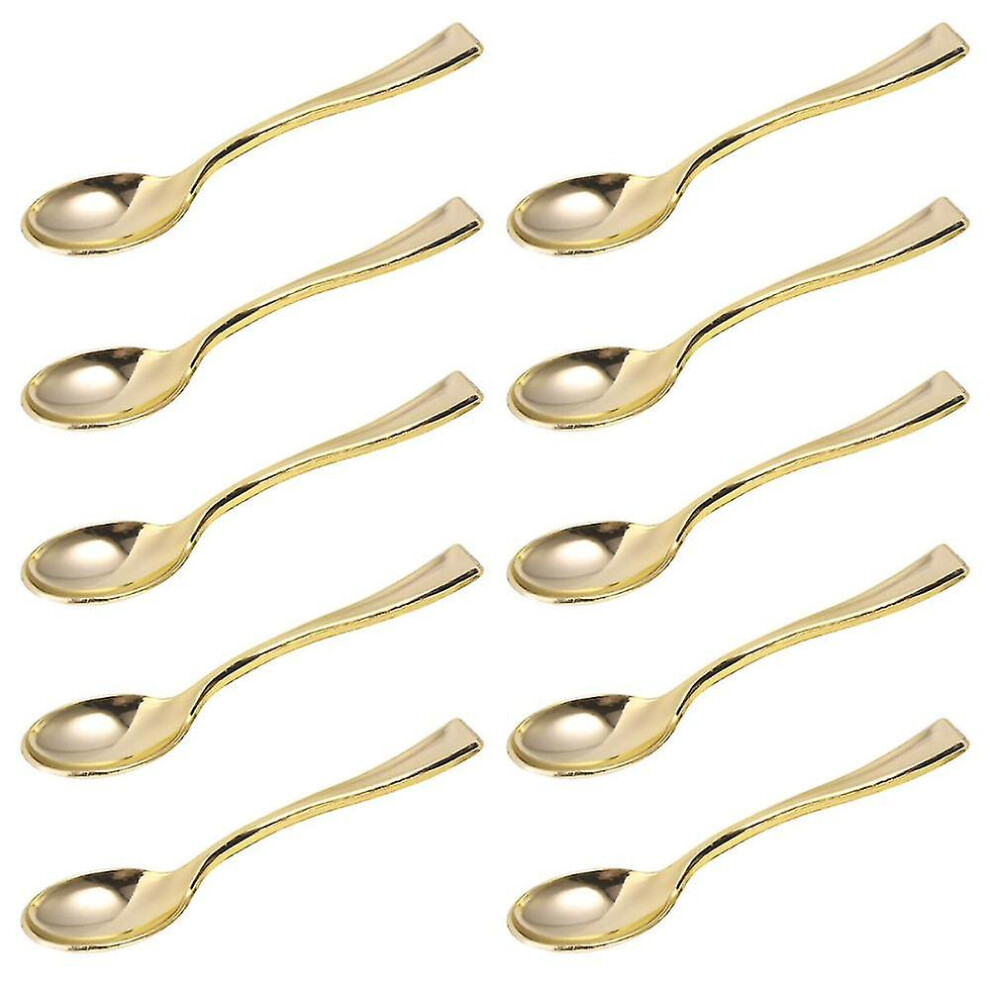 80Pcs Mini Spoons Plastic Cake Spoons Disposable Dessert Spoons Ice- Spoons For Home Shop Party Edition 0617 Cream/Golden
