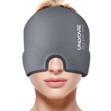 ONLYCARE Cappuccio per Emicrania, Maschera Rilassante, Pacchetto Ghiaccio Odore Inodore, Terapia Calda e Fredda