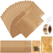 200-pack Kraft Mylar Tassen met Duidelijk Venster 6" x 9" Herbruikbare Foil Zakjes voor Voedselopslag
