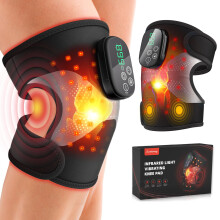 Lanieney Knä Massager med Värme, 3 Vibrationslägen, LED Skärm, Justerbara Remmar
