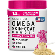 Polvere di Omega 3 per Cani - 14 oz di Integratore per Pelle e Pelo - Omega 3, 6, 9, Biotina, Vitamina C