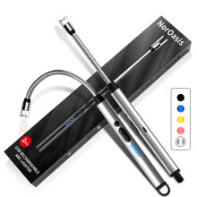 Accendini Elettrici Ricaricabili 2-Pack, Flameless, Antivento, Neck Flessibile e Display LED