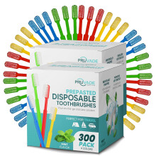 Pruvade 300 Cepillos de Dientes Desechables con Pasta de Dientes, Integrados | Cepillos de Dientes Individualmente Envuelto