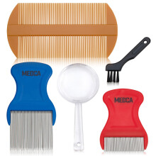 Kit Premium 5 Pezzi per Pediculosi - Pettine Fine e Magnifier per Rimozione Nits