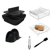Set di Vassoi per Cestelli A Forma di Silicone per Friggitrice Ad Aria Accessori per Griglia Quadrati per Friggitrice Ad Aria Stampo Riutilizzabile