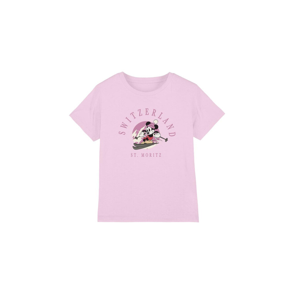 Disney (7-8 Years, Pink) Childrens/Kids Switzerland Mickey Mouse T-Shirt