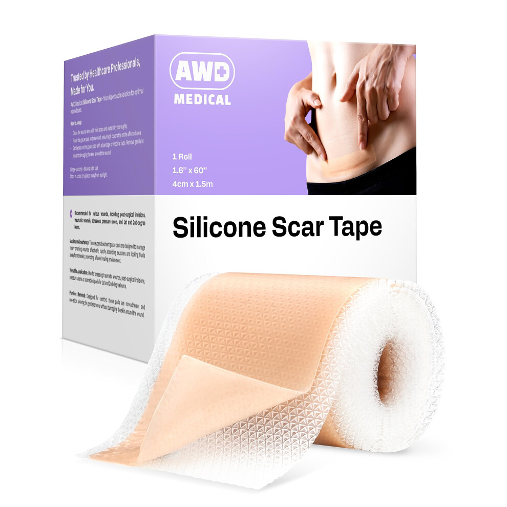 Awd Medical Awd Silicone Scar Tape For Surgical Scars - Medical Grade Silicone Scar Sheets For C Section, Tummy Tuck Tape, Keloid Treatment - Silicone Skin Patche