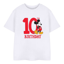 (5-6 Years, White) Disney Childrens/Kids Mickey Mouse 10th Birthday T-Shirt