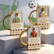 (blue) 2026 World Cup Soccer Keychain Messi Ronaldo Modric Fan Souvenir High Quality Metal Keyring Gift