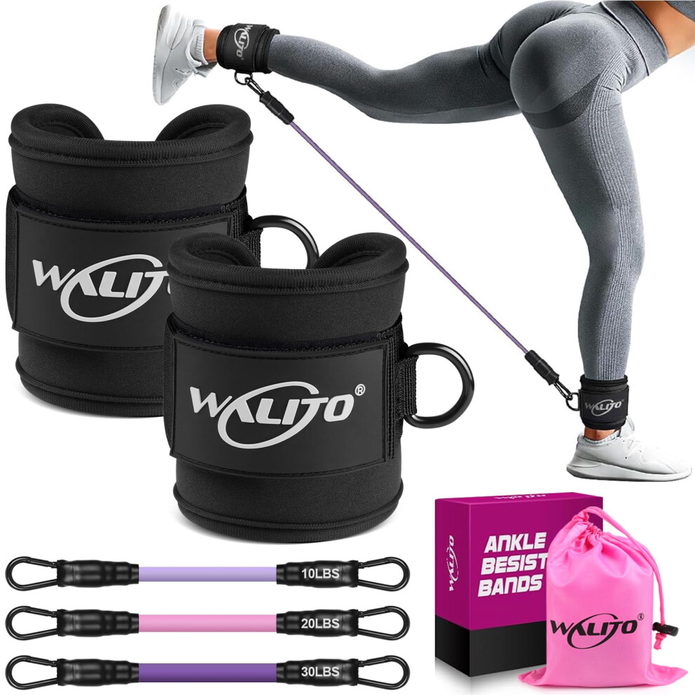 Walito Ankle Resistance Bands With Cuffs, Ankle Bands For Working Out, Ankle Straps For Women, Exercise Bands For Legs And Butt, Booty Workout Equipme