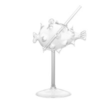 Vaso para fiestas, copa de martini Creative Pufferfish de 200 ml con pajita.