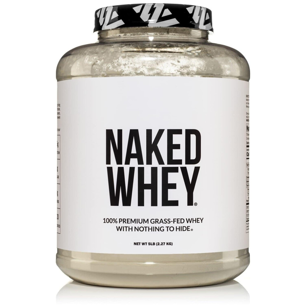 Naked Whey 5Lb 100% Grass Fed Unflavored Whey Protein Powder - Only 1 Ingredient, Undenatured - No Gmo, Soy Or Gluten - No Preservatives - Promote Mus