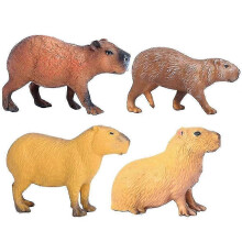 Detailed Wildlife Figurines for Desktop, Set of 4 Capybara Models