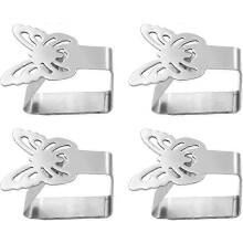 Silver Anti-Rust Stainless Steel Butterfly Tablecloth Clips Set of 4 6.5 * 5 Inches Edition 0618