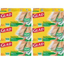 Glad Zipper Förvaringspåsar - Smörgås - 100 Styck, 6 Pack