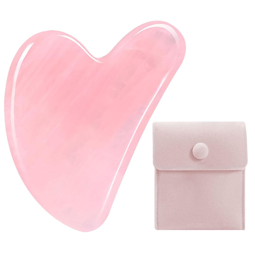 Yankuirui Gua Sha, Rose Quartz Guasha Natural Jade Massage Tool For Jawline