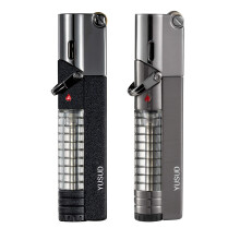 YUSUD Briquet à Butane, 2 Briquets Torche avec Gaz Visible, Flamme Verrouillable, Résistants au Vent, Cadeaux Uniques