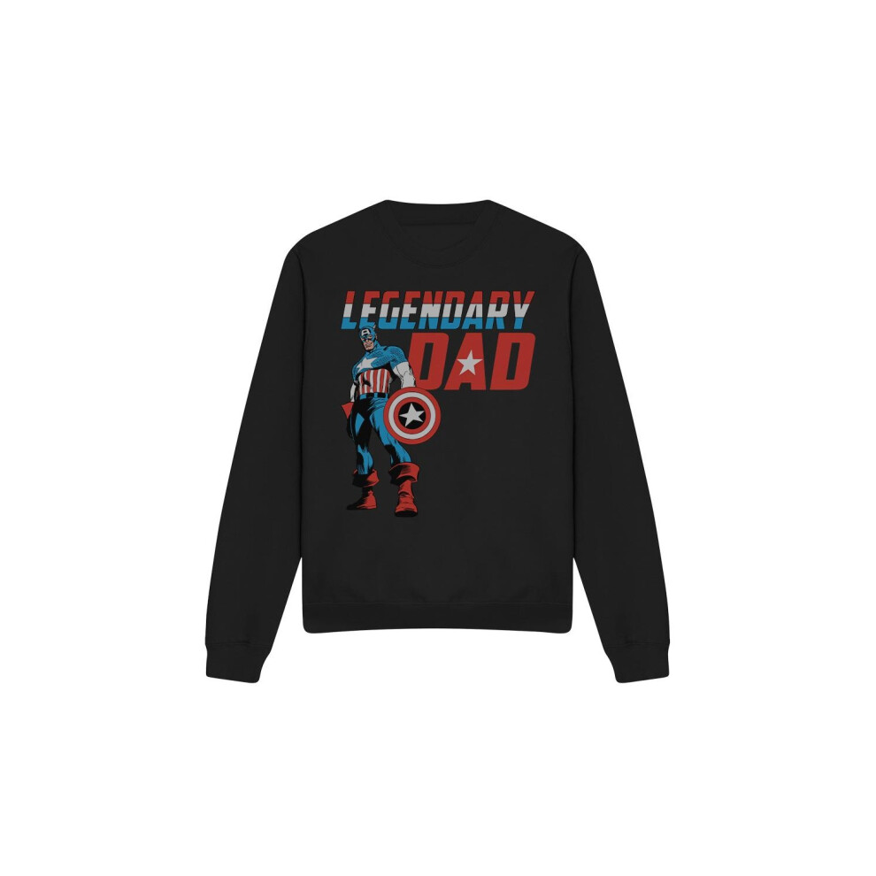 Captain America (L, Black) Unisex Adult Legendary Dad Sweatshirt