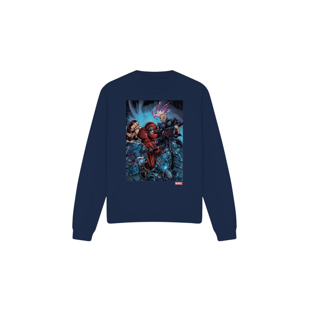 Marvel (Xl, Navy) Unisex Adult X-Men Destroy Juggernaut Sweatshirt Blue,Multicoloured