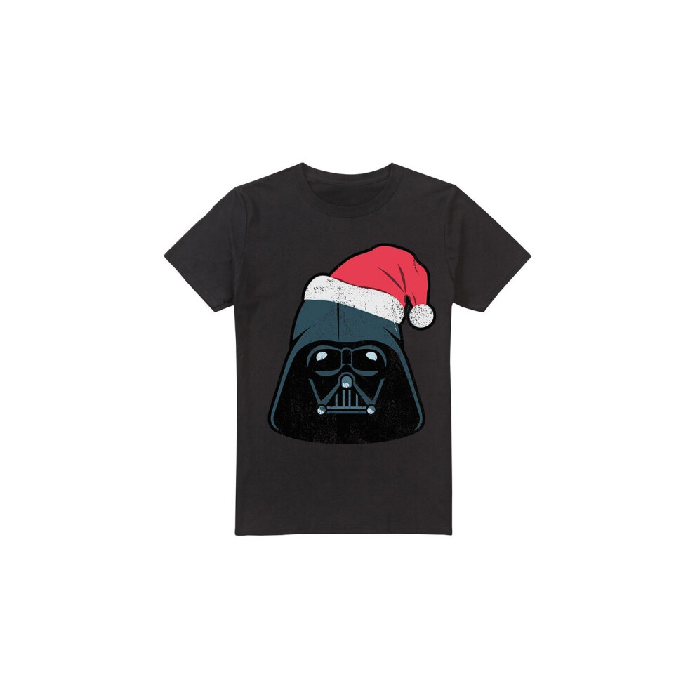 Star Wars (L, Black) Mens Darth Vader Santa Christmas T-Shirt