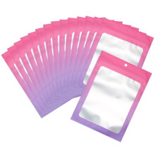 100 Pcs Återförslutningsbara Mylarpåsar, Gradient Färg För Matförvaring, Zippåsar För Förpackning (Rosa Lila)