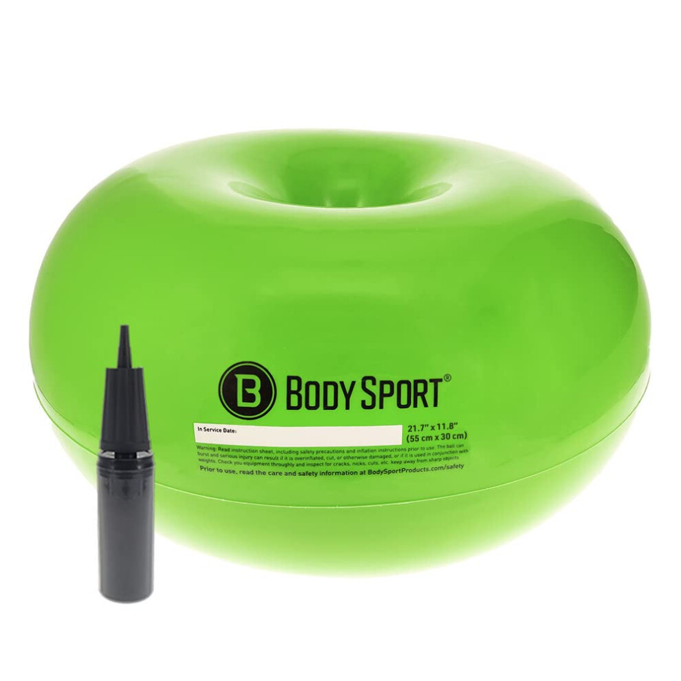 Photos - Exercise Ball / Medicine Ball Body Sport Donut Ball, Green, 21 in. x 11.8 in. - Durable, Inflatable Exercise Ball for Balance & Stability Training, Yoga,