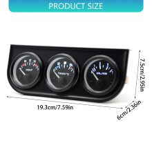 52mm 2 Inch Triple Gauge Cluster For Car Monitor Voltage Water Temp Oil Pressure