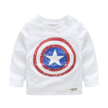 (White,130CM)Toddler Kids Boys Captain America Tshirt Tops Casual Clothes Blouse